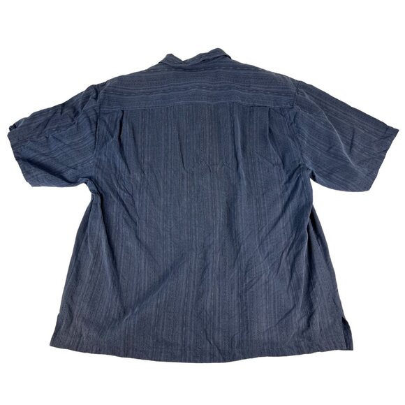 Jamaica Jaxx Silk Button Up Shirt Men's XXL Blue Pocket Short Sleeve Collared - Picture 6 of 6